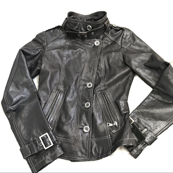 Danier Black motorcycle genuine leather jacket - Picture 1 of 5